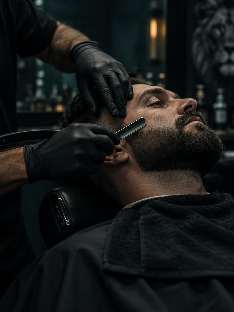 Barba perfilada con navaja